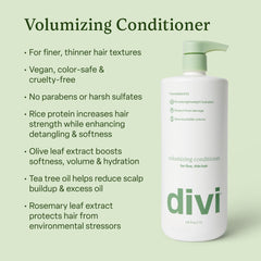 Divi volumizing conditioner creamy texture spreads easily through hair.