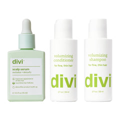 Divi Volumizing Shampoo travel size bottle highlights lightweight lift and volume