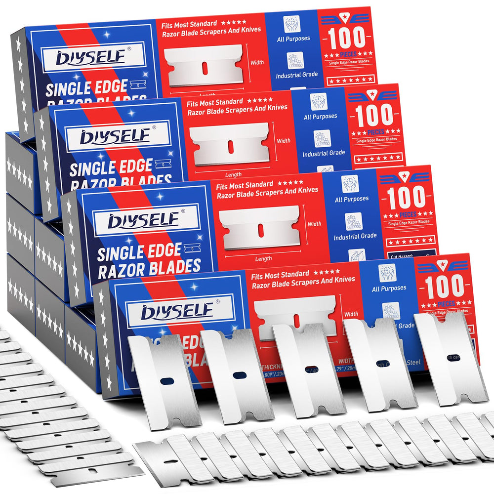 DIYSELF 1000-piece high-carbon steel single-edge blades pack for precise cutting and long life