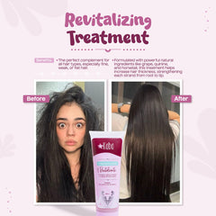 D'Luchi Kaba bottle in hand ready to apply nourishing treatment for fuller hair