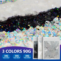 Dmsky chunky glitter black for dramatic makeup and crafts