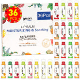 Dmsky lip balm bulk packaging with 36 tubes for gifting or resale.