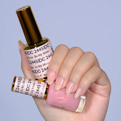 DND DC Be My Muse 2445 pair-pack showing matching gel and lacquer for cohesive at-home nails.