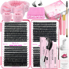 DNSGOOR DIY Lash Extension Kit contents displayed, ideal for at-home lash styling and experimentation.