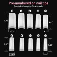 Dockapa nail tips in 10 sizes with 50 per size for perfect fit