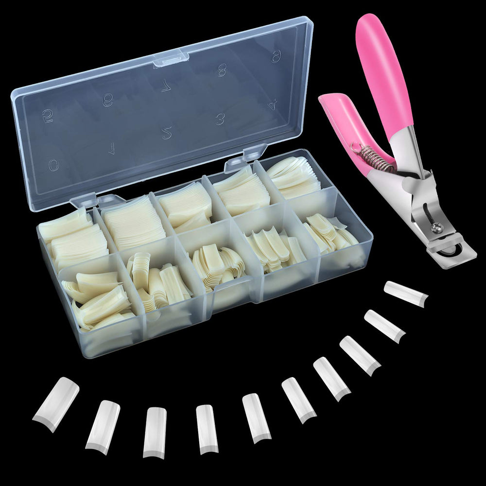 Dockapa acrylic nail tips 500pcs in natural coffin shape for versatile nail art