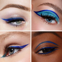 docolor ultra-fine brush blue eyeliner enables delicate lines and wings.