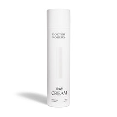 Doctor Rogers Body Cream tube close-up showing unscented hydration for dry skin