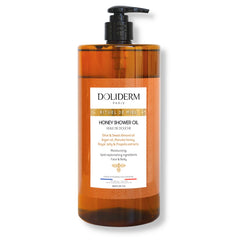 Doliderm Paris Honey Shower Oil bottle delivering hydration during shower.