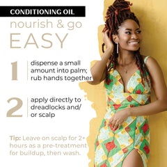 Dollylocks Conditioning Oil on locs, braids, extensions for nourishment