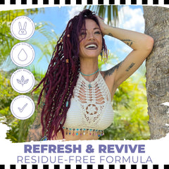 Dollylocks Refreshening Spray mist application for locs and braids neutralizes odor and refreshes.