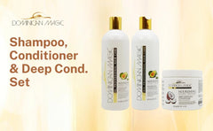 Dominican Magic Conditioner bottle aids detangling and moisture