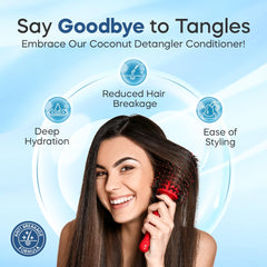 Dominican Magic Detangler Coconut Infused closeup shows silky hair ready to style.