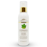 Dominican Magic Nourishing Hair Serum bottle pour showing frizz control and smoothness