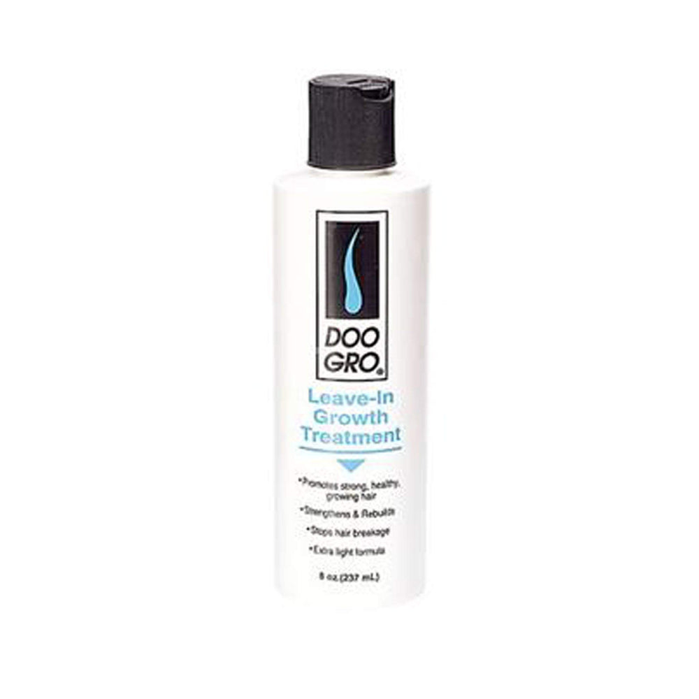 DOO GRO Leave-in Gro Treatment bottle pouring for easy styling and shine.