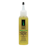 Doo Gro Mega Long Oil bottle pour demonstrates lightweight, non-greasy conditioning.