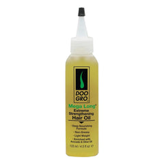 Doo Gro Mega Long Oil bottle pour demonstrates lightweight, non-greasy conditioning.