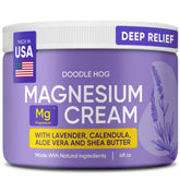 DOODLE HOG Lavender Magnesium Cream bottle with calming, sleep-friendly relief.