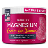 DOODLE HOG Magnesium Cream Lavender jar—calming texture for restful evenings.