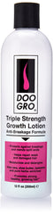 Doo Gro Growth Lotion Triple Strength bottle 12oz showing strong, healthy-looking hair support.
