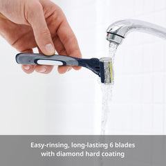 DORCO Pace 6 Plus curved slim blades for comfortable shaving with less irritation.