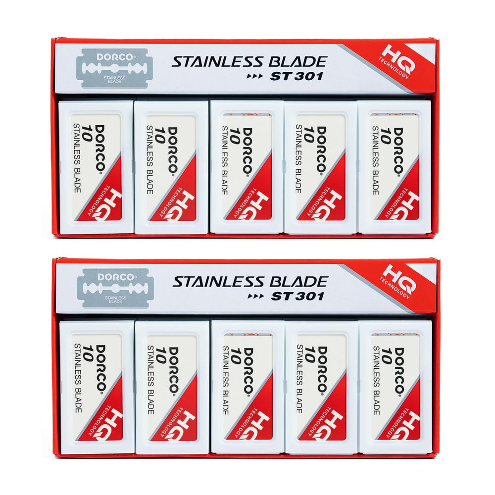 Dorco ST301 Platinum Extra blades close-up for precise, smooth shaves.