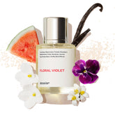 Dossier Floral Violet bottle front view highlighting violet notes for everyday elegance.