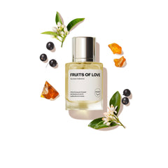 Dossier Fruits of Love bottle close-up, showcasing fruity-floral character for everyday elegance.