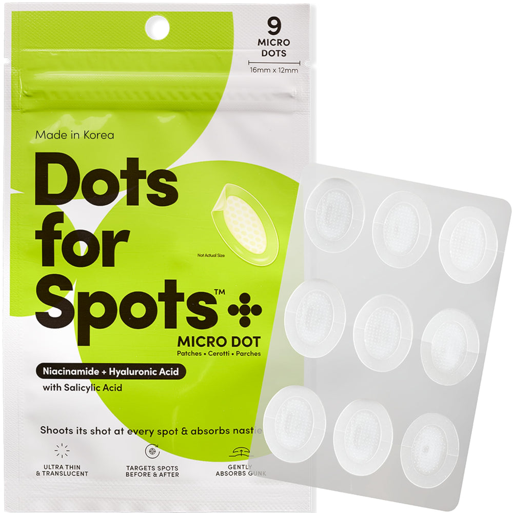 Dots for Spots patch packaging showing micro darts for targeted delivery