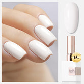 Double Rhythm 15ml gel polish warm white A1477 bottle front for an even color