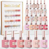 Double Rhythm 24pcs nude pink gel polish swatches showing versatile shade options.