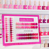Double Rhythm 28Pcs gel polish set bottles on display, easy color selection for vibrant manicures.