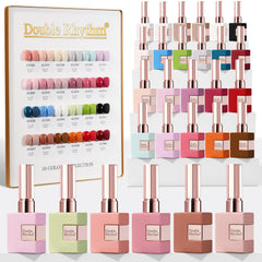 Double Rhythm 28-piece gel polish kit shown as a full set for at-home manicures.