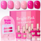 Double Rhythm gel polish bottle close-up in neon pink for brilliant at-home manicures.