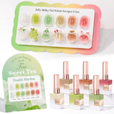 Double Rhythm 6pc gel polish set bottles shown for even color application