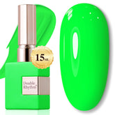 Double Rhythm bright green 15ml bottle ready for gel polish application