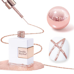 Double Rhythm bronze mirror gel paint offers a bold metallic nail finish