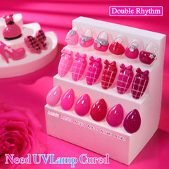 Double Rhythm building gel helps create smooth nail extensions and structure.