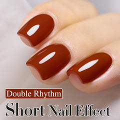 Double Rhythm Burgundy gel polish brush tip ready for smooth, beginner-friendly application.