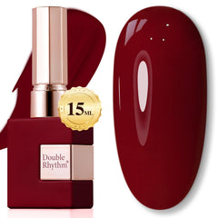Double Rhythm burgundy red jelly gel polish bottle ready for application