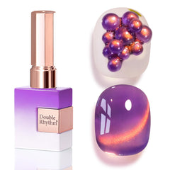 Double Rhythm cat eye gel nail polish with magnet for holographic dark purple depth
