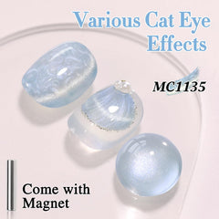 Cat eye gel polish in Mermaid Blue shows smooth coverage in a 15ml bottle.