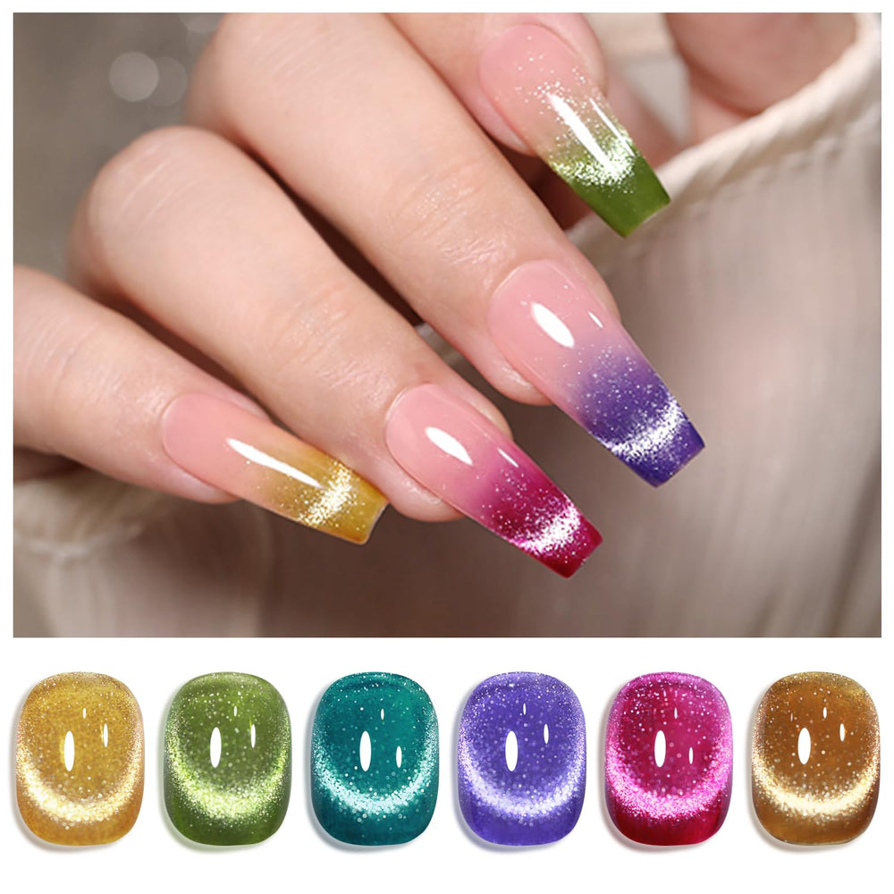 Double Rhythm cat-eye gel polish set with magnetic tool for unique nail art