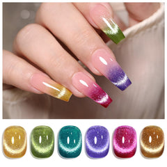 Double Rhythm cat-eye gel polish set with magnetic tool for unique nail art