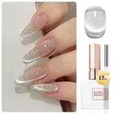 Double Rhythm cat eye gel polish bottle with holographic shimmer for chic nails.