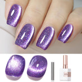 Double Rhythm cat eye gel polish bottle with dark purple magnet shimmer for at-home nails