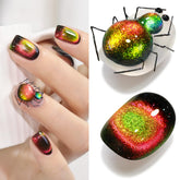Double Rhythm cat eye gel polish with magnet showing shimmering arc effect for nails