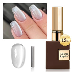 Double Rhythm cat-eye gel polish with magnet for multidimensional shimmer.