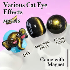 Double Rhythm cat-eye gel polish bottle with glitter glow for stunning at-home manicure.