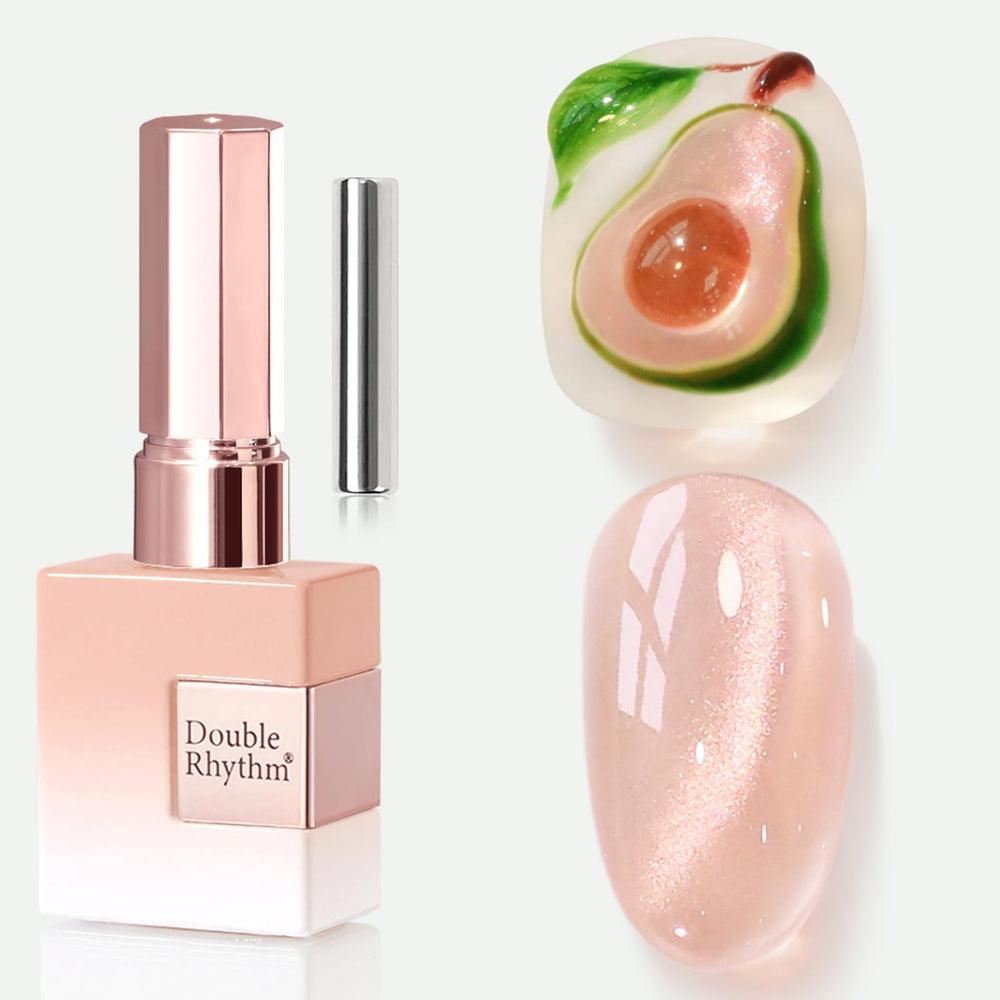 Double Rhythm Fruit Nude cat eye gel polish with magnet showing depth and shimmer